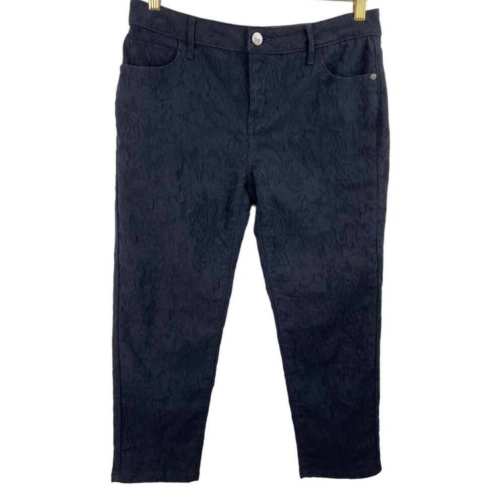 Simply Vera,Vera Wang Womens Size 6 Navy Blue Textured Denim Jean Capri Pants